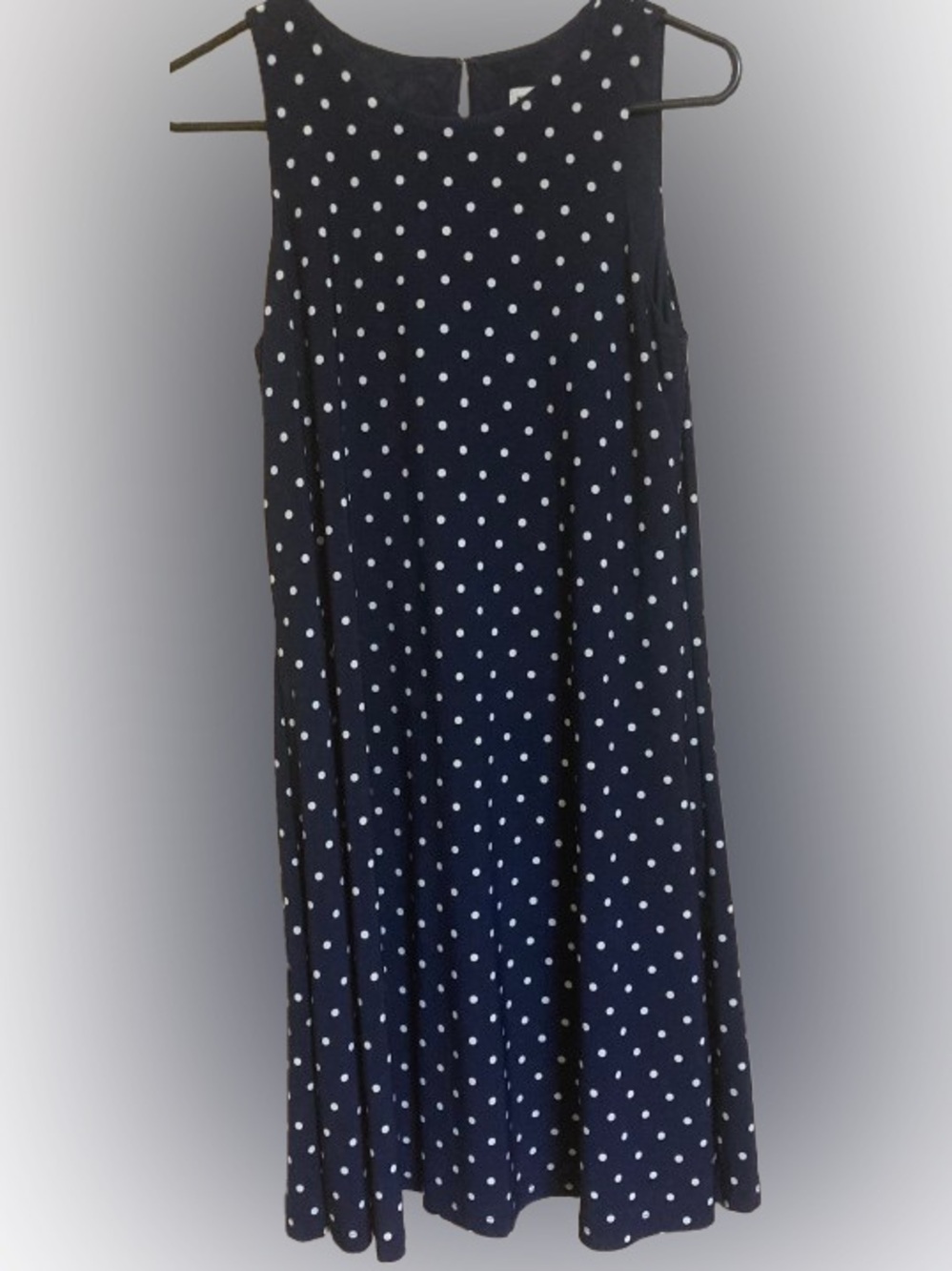 ANNE KLEIN women's size 4 navy blue and white polka dot sleeveless dress